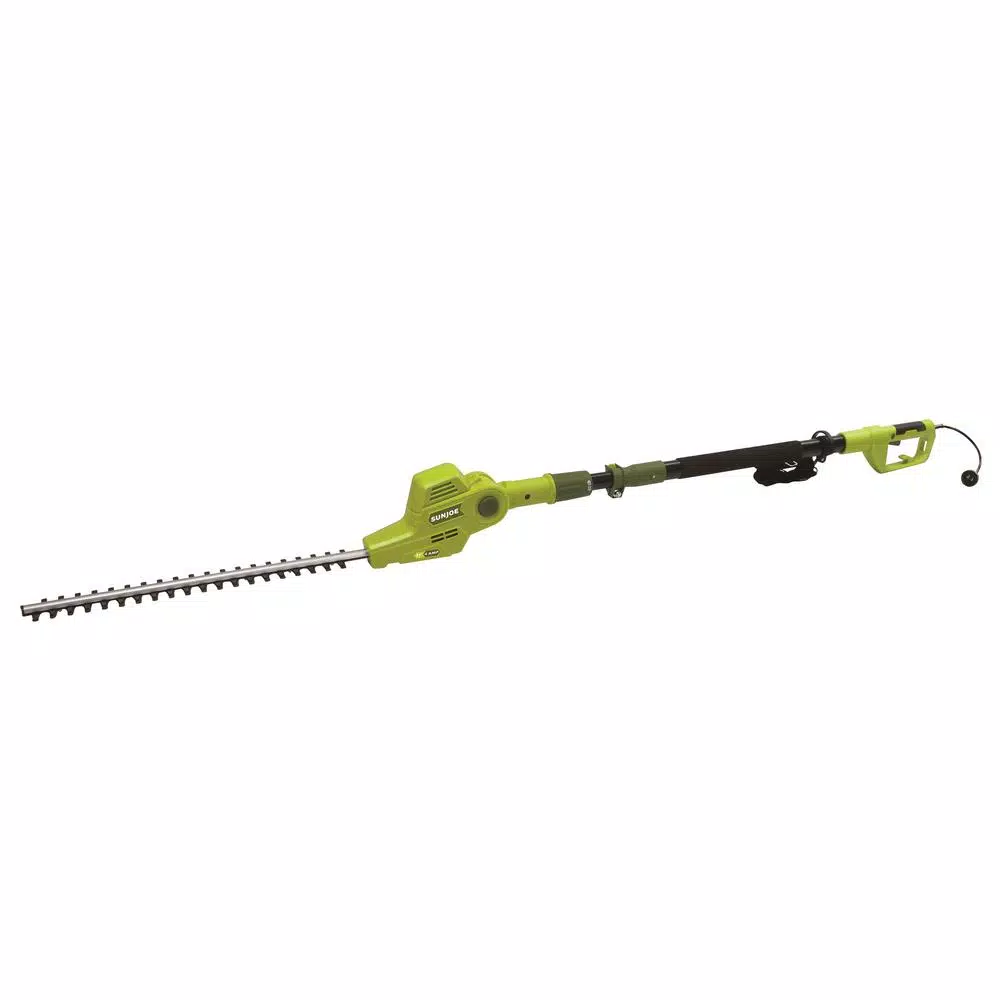 Sun Joe 4 Amp Corded Electric Telescoping Pole Hedge Trimmer with 21 in. Hardened Steel Blade