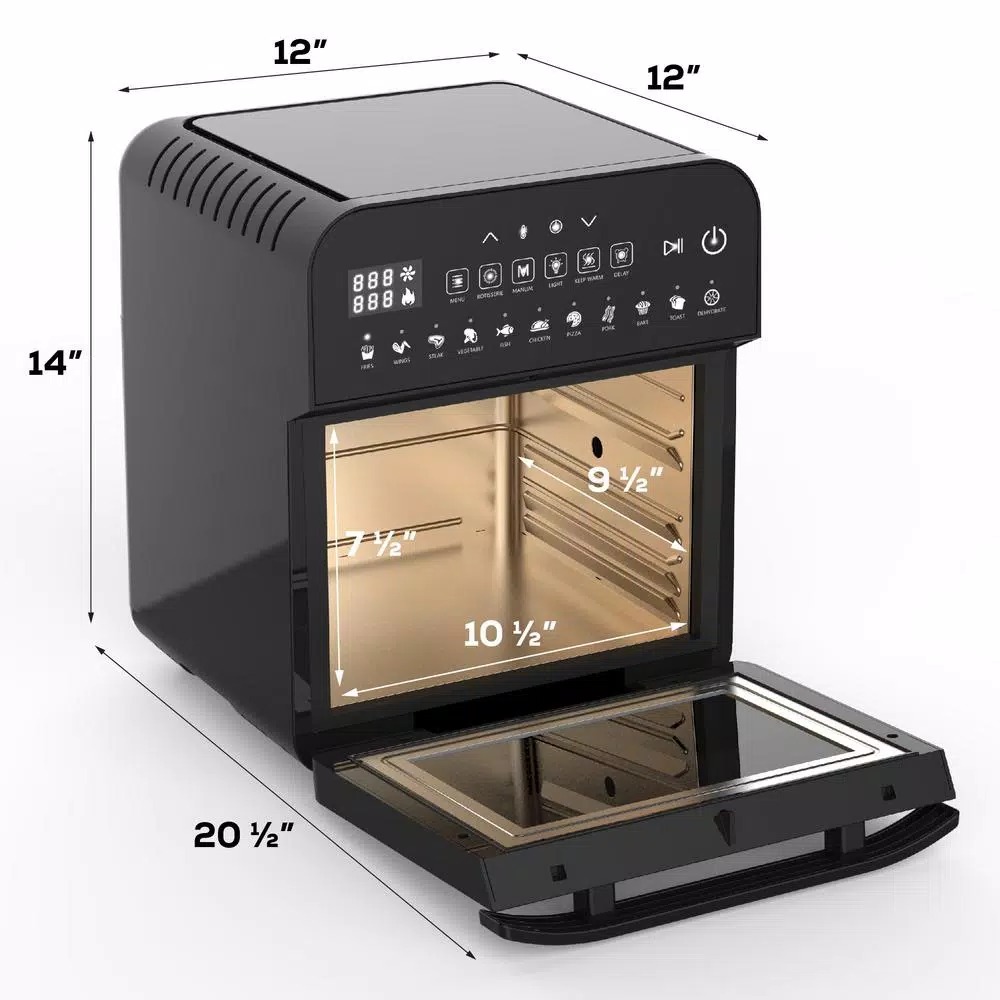 GoWISE USA Go WISE 12.7 Qt. Air Fryer Oven with Rotisserie, Dehydrator & 11 Presets, 1600W, Black