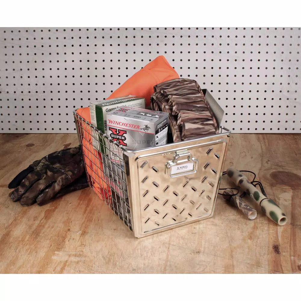 Spectrum Macklin Medium Metal Storage Basket, Zinc Plated Steel with Label Plate