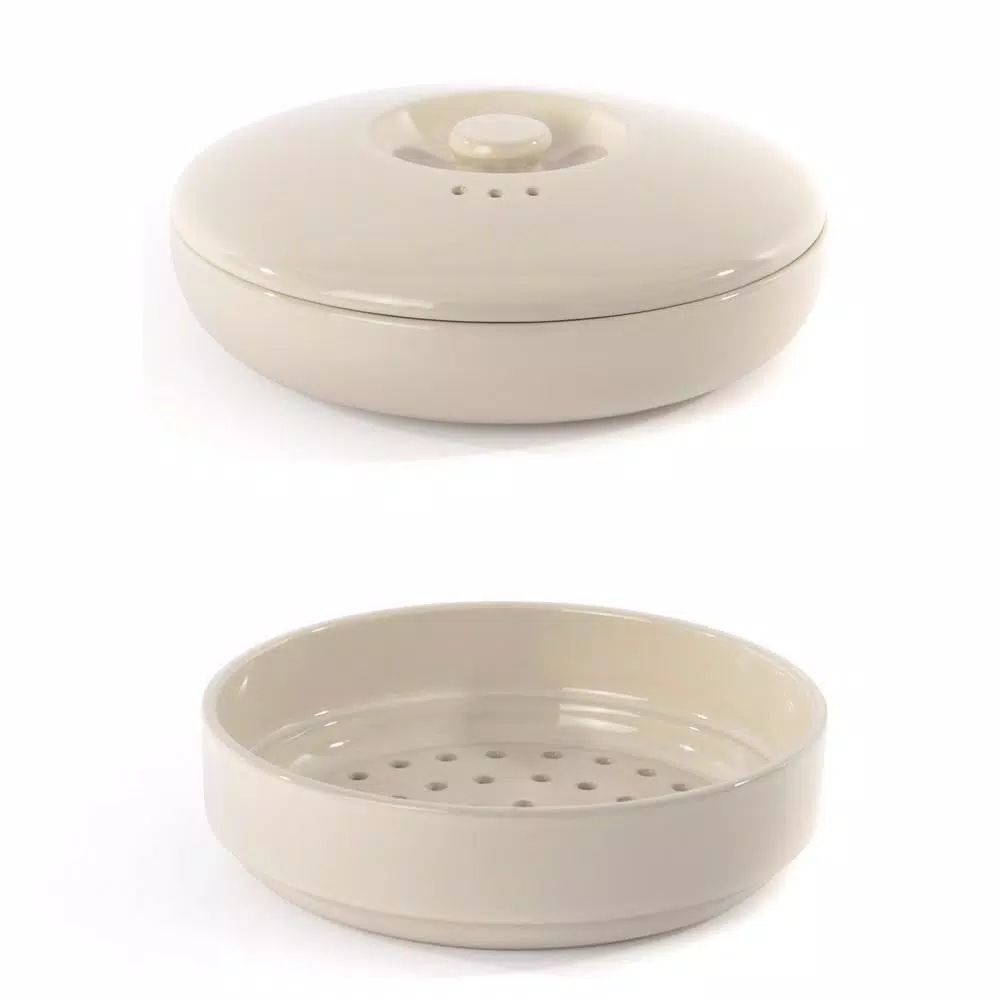 BergHOFF Ron 3-Piece Stoneware Steamer Insert and Covered Bowl Set, White