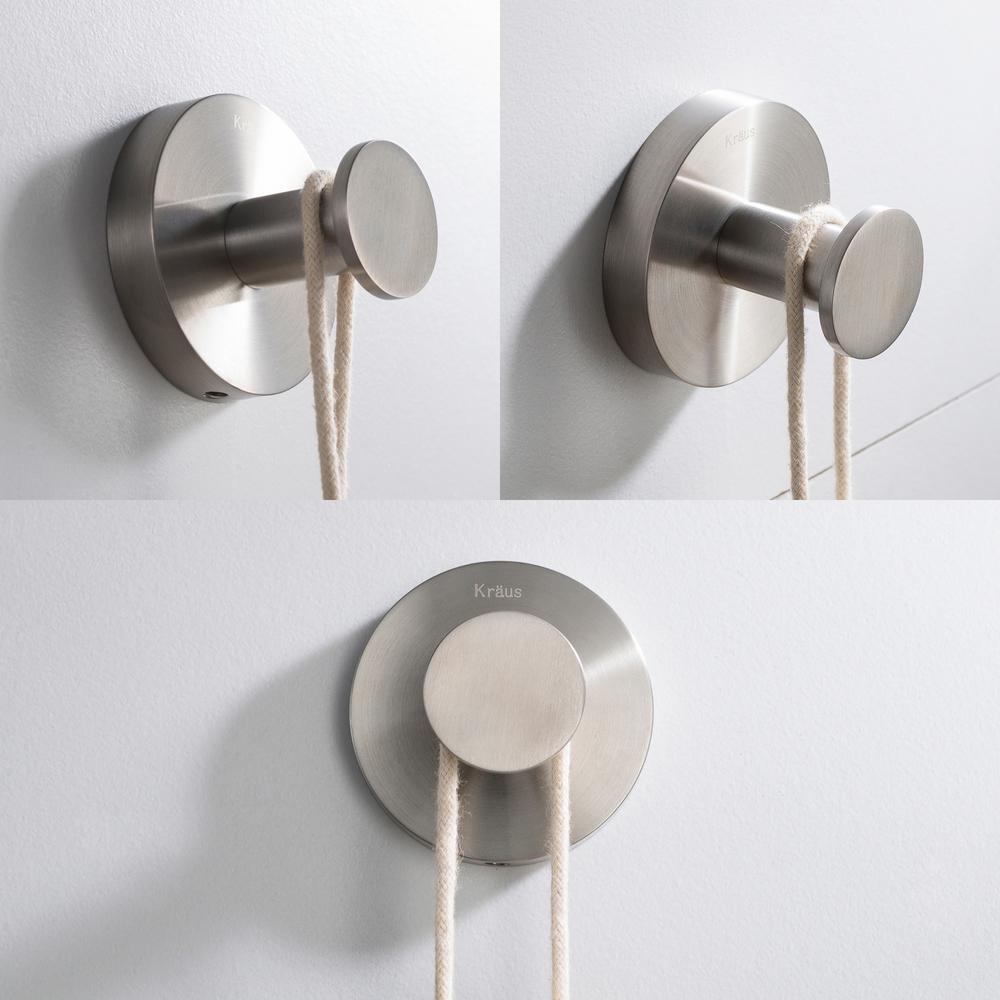 KRAUS Elie Bathroom Robe and Towel Hook, Brushed Nickel