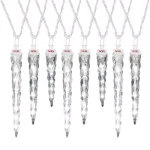LightShow 48-Light White Shooting Star Icicle LED String Light, 7 ft Outdoor Holiday Decor thumbnail 1