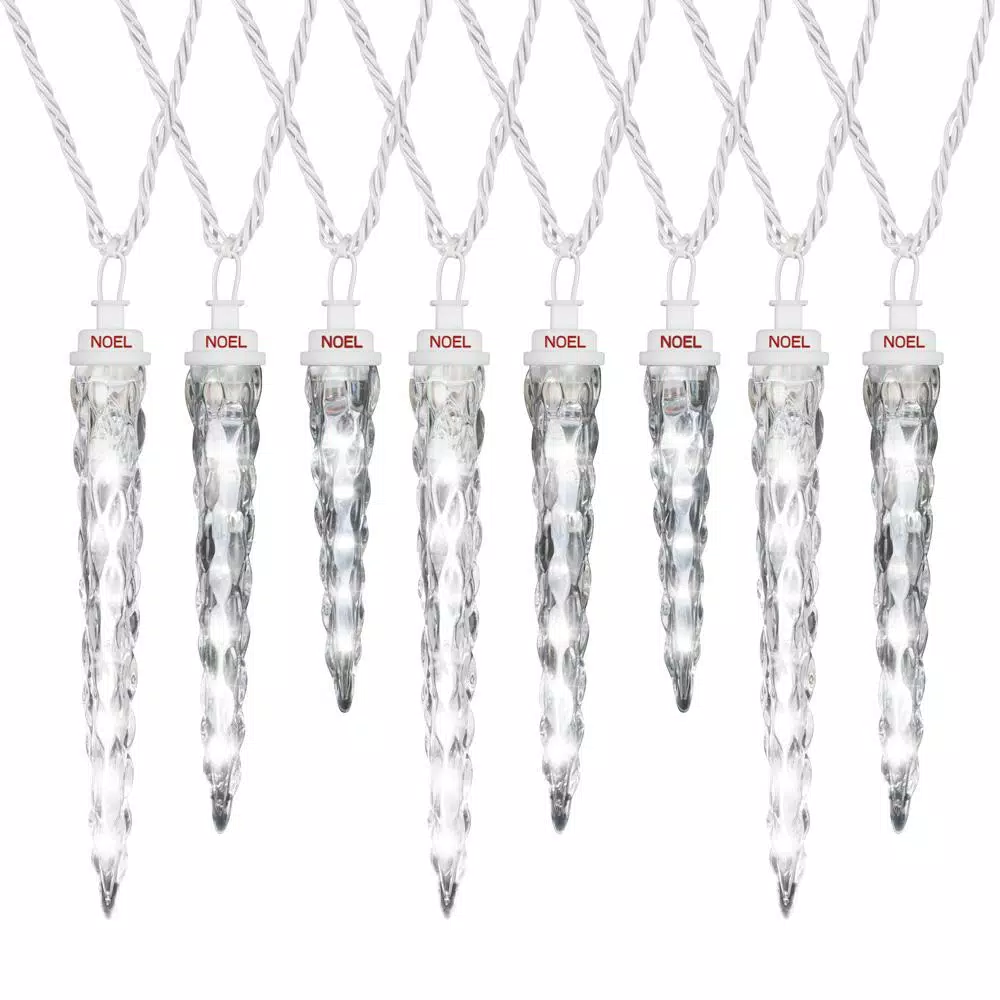 LightShow 48-Light White Shooting Star Icicle LED String Light, 7 ft Outdoor Holiday Decor