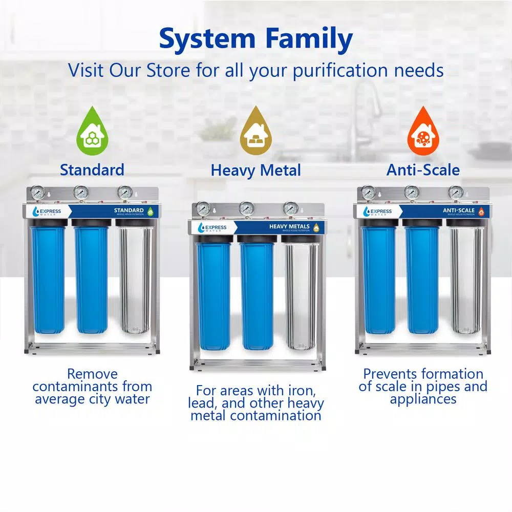 Express Water 3-Stage Whole House Water Filtration System - SED, Carbon, & Coconut Shell Carbon