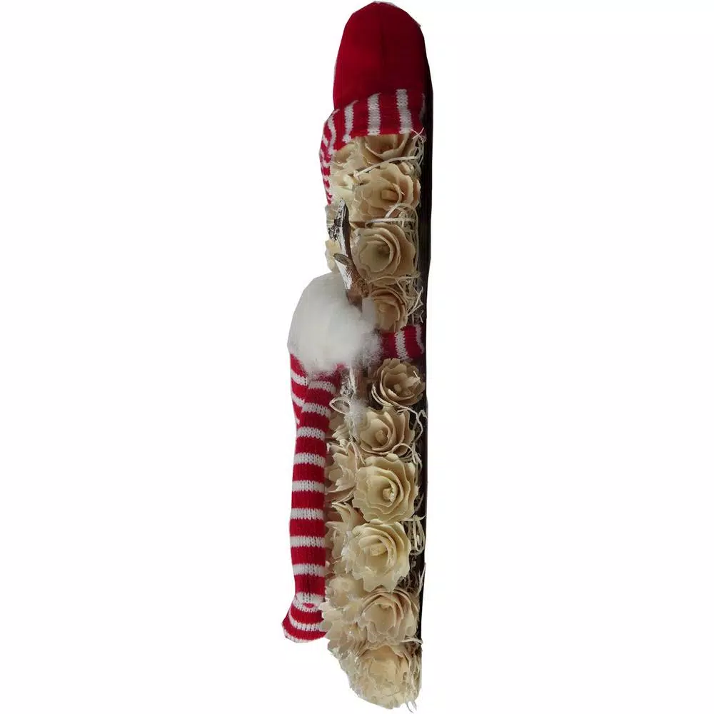 Fraser Hill Farm 25 in. Artificial Snowman Christmas Wreath with Red Hat and Striped Scarf