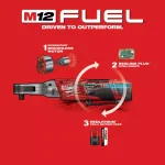 Milwaukee M12 FUEL 3/8 in. Cordless Ratchet Kit with (2) 2.0 Ah Batteries, Charger & Bag thumbnail 9