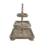 3R Studios Rustic Brown 3-Tier Decorative Tray with Metal and Fir Wood Construction thumbnail 3