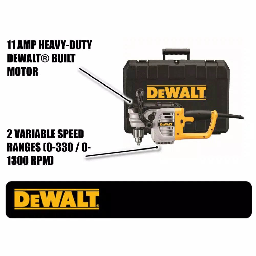 DEWALT DWD460K 1/2 in. 11 Amp Variable Speed Right Angle Stud and Joist Drill Kit