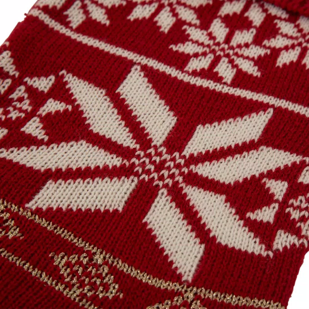 Glitzhome 24 in. Red Knitted Acrylic Snowflake Christmas Stocking (2-Pack)