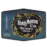 Ford Motor Co. Die-Cut Embossed Tin Thermometer Decorative Metal Sign thumbnail 1