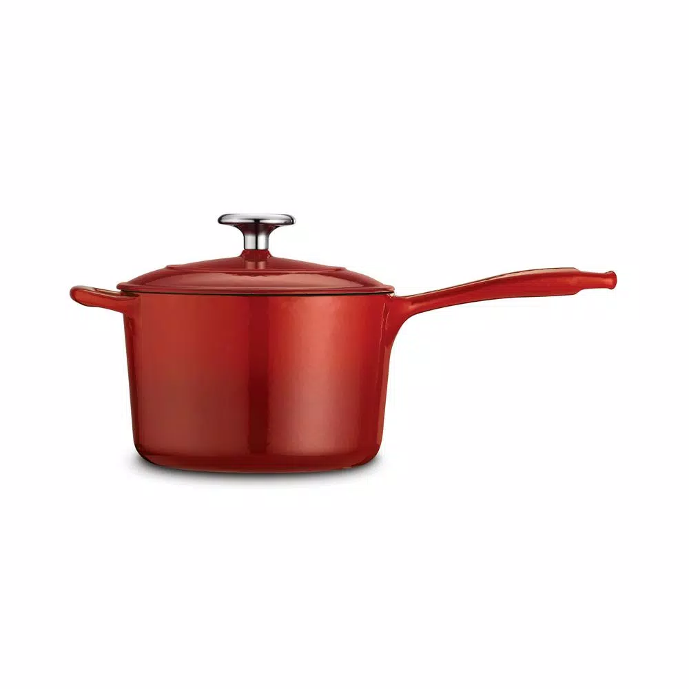 Tramontina 2.5 Qt. Enameled Cast Iron Saucepan with Lid, Gradated Red