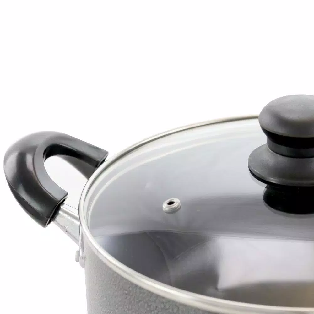 Better Chef 14 in. Aluminum Nonstick Frying Pan with Glass Lid, Gray