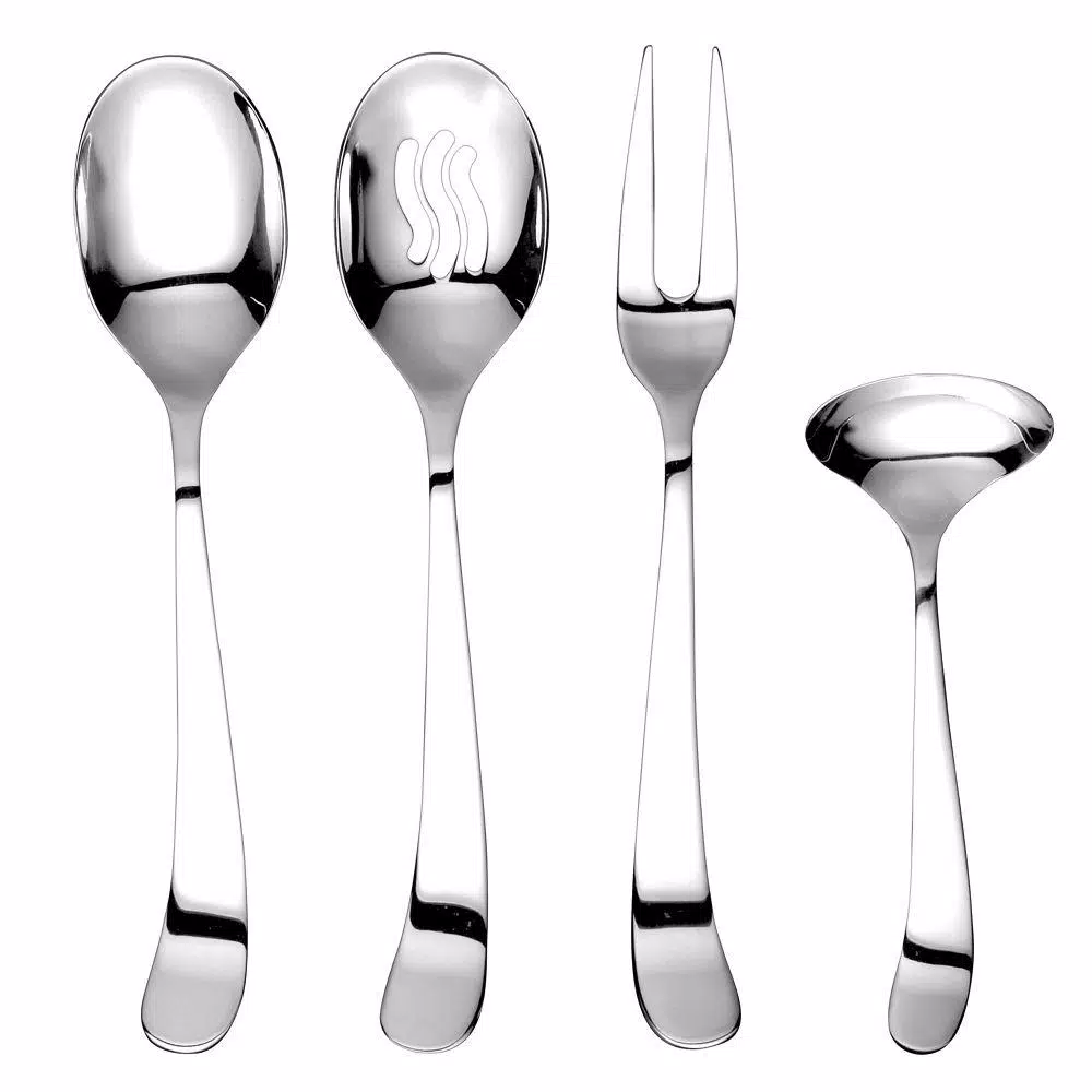 Ginkgo Sea Drift 4-Piece Hostess Serving Set, 18/0 Stainless Steel