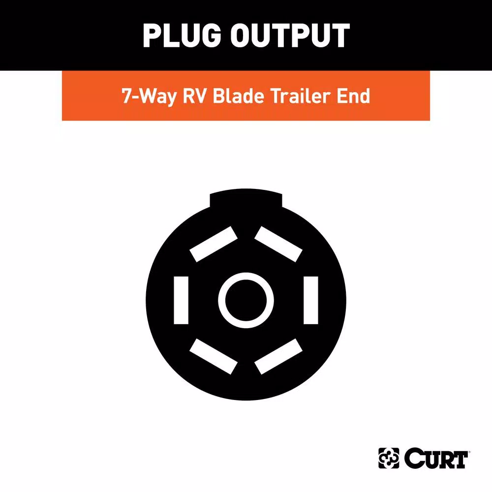 CURT 8' Replacement 7-Way RV Blade Harness - Trailer Side Connector