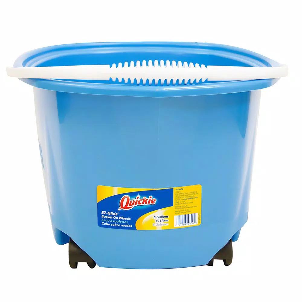 Quickie 5 Gal. EZ-Glide Blue Plastic Rolling Buckets with Casters (4-Pack)