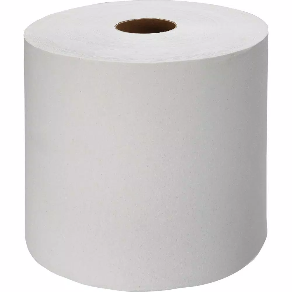 Genuine Joe Hardwound Roll Paper Towels, 1-Ply, White, 6 Rolls