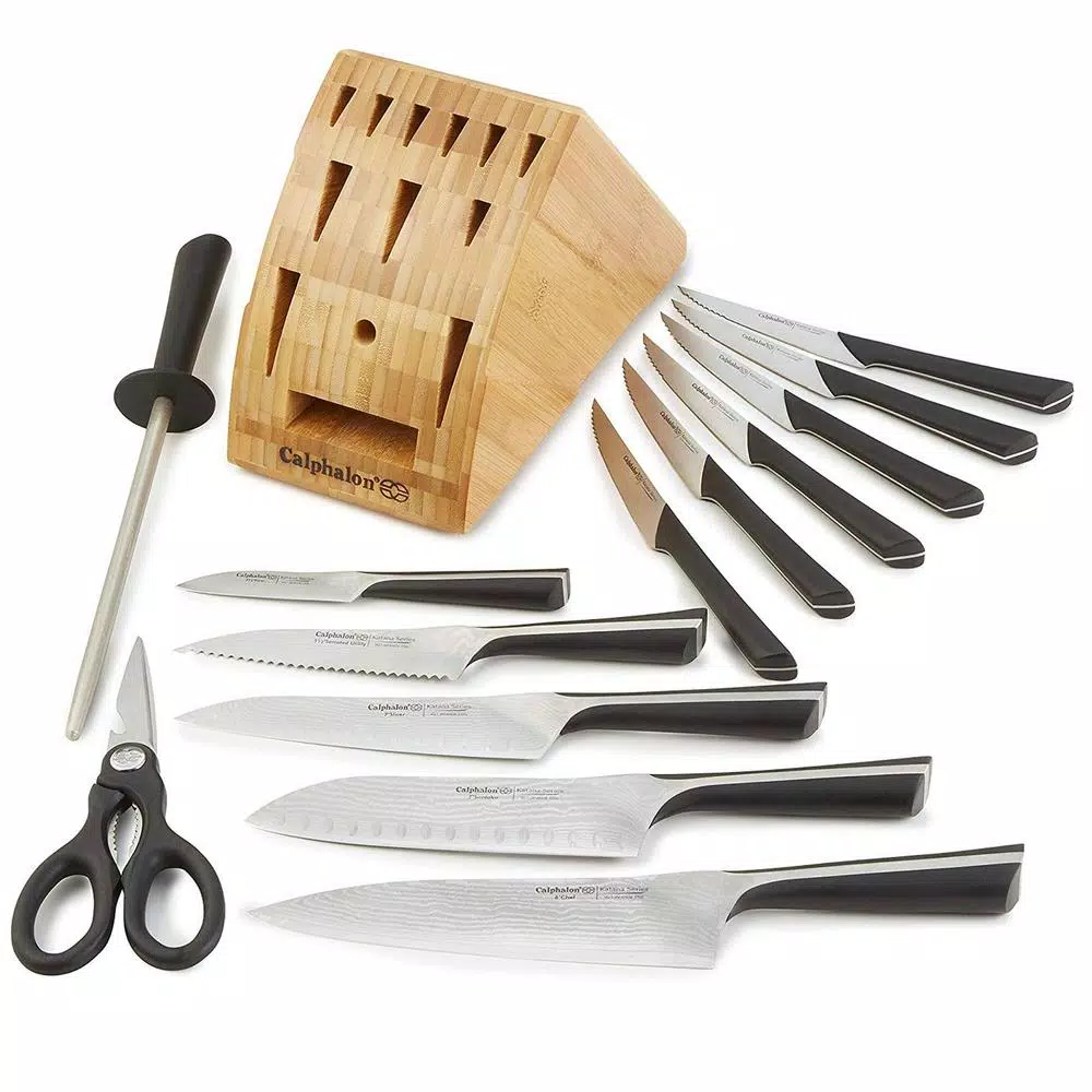Calphalon Katana 14-Piece Damascus-Style Cutlery Knife and Block Set