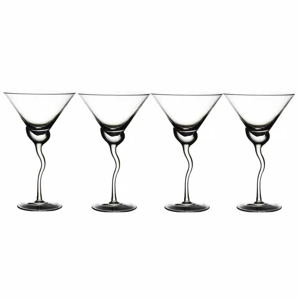 Abigails Martini 13 oz. Glass with Wavy Stem, Set of 4