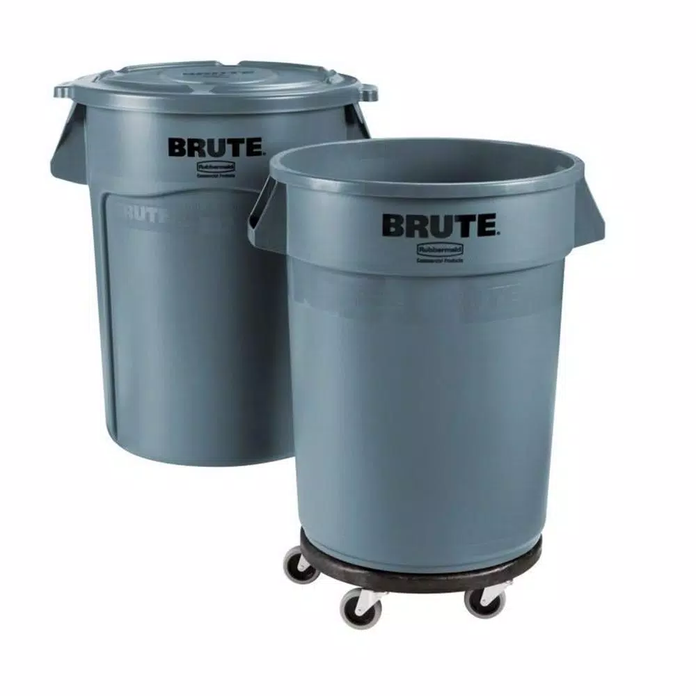 Rubbermaid Commercial Products 20 Gallon Gray Plastic Round Brute Trash Can, Heavy Duty Commercial Waste Container