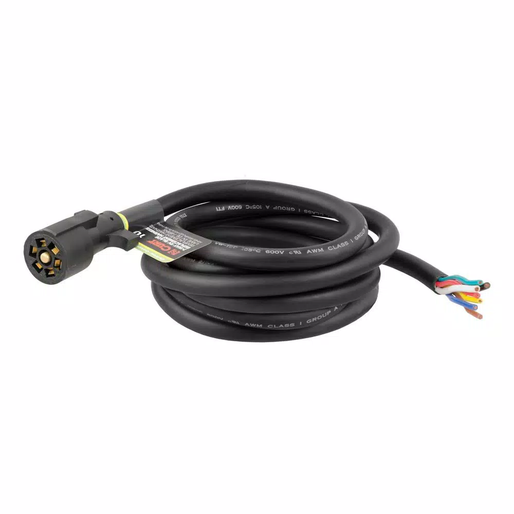 CURT 10' 7-Way RV Blade Replacement Harness (Trailer Side) - Male Plug Connector