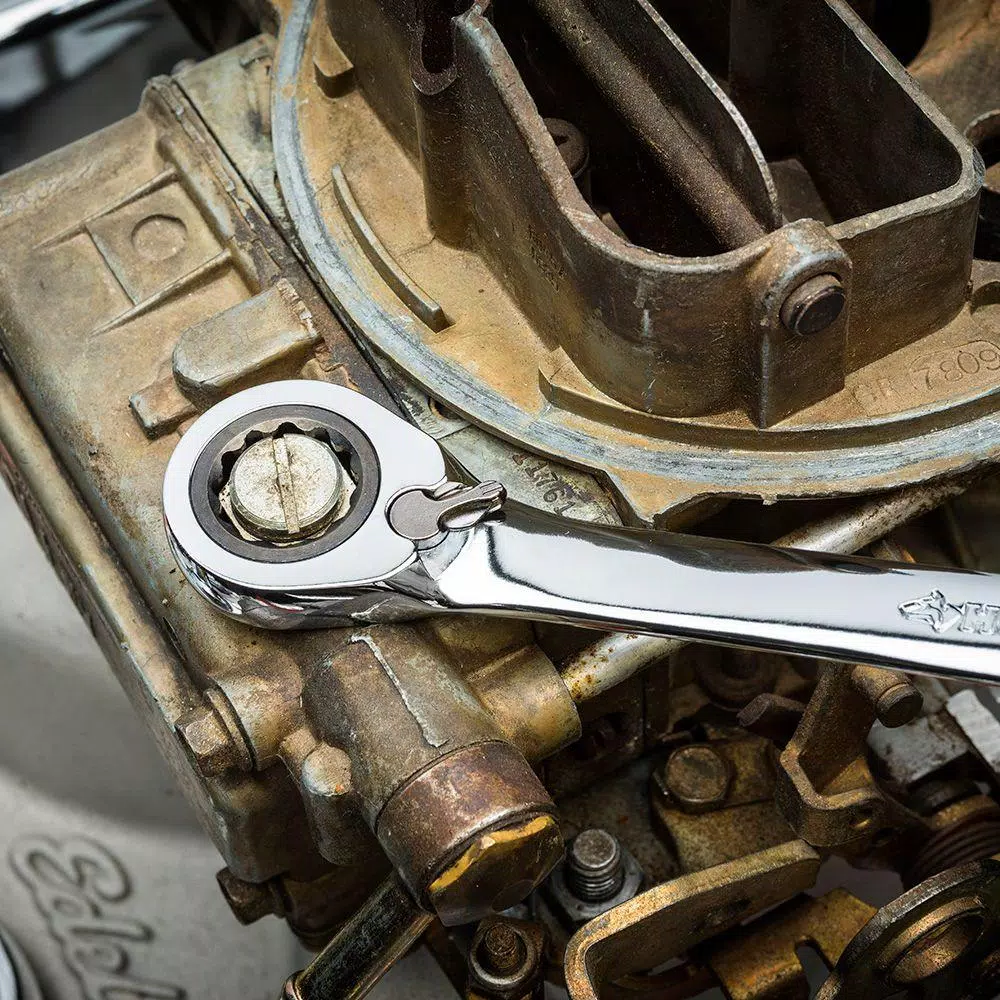 Husky 12 mm Reversible Ratcheting Combination Wrench, 72-Tooth Chrome Alloy Steel