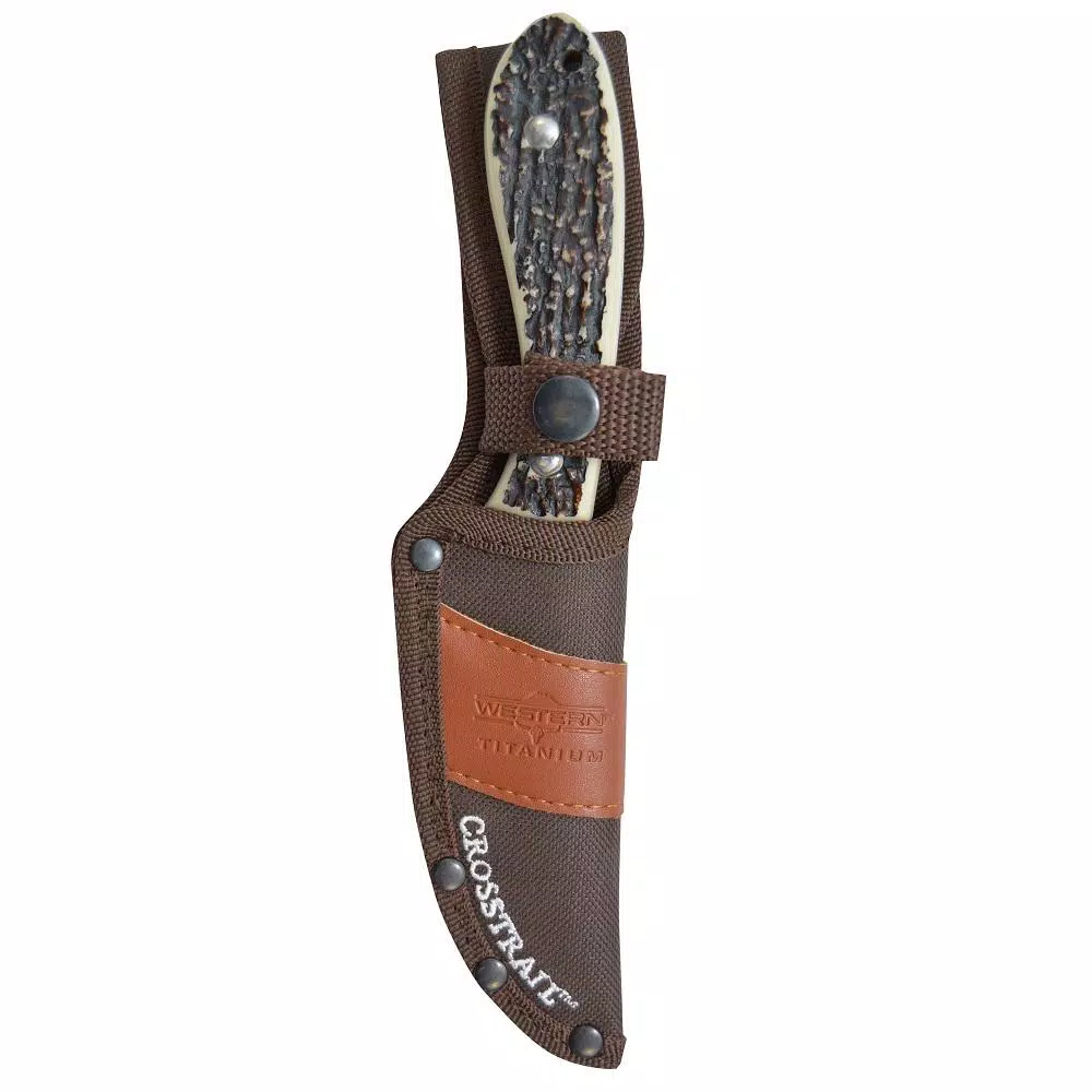 Western Crosstrail 9-in Fixed Blade Knife, Titanium Bonded 420 Stainless Steel Clip Point