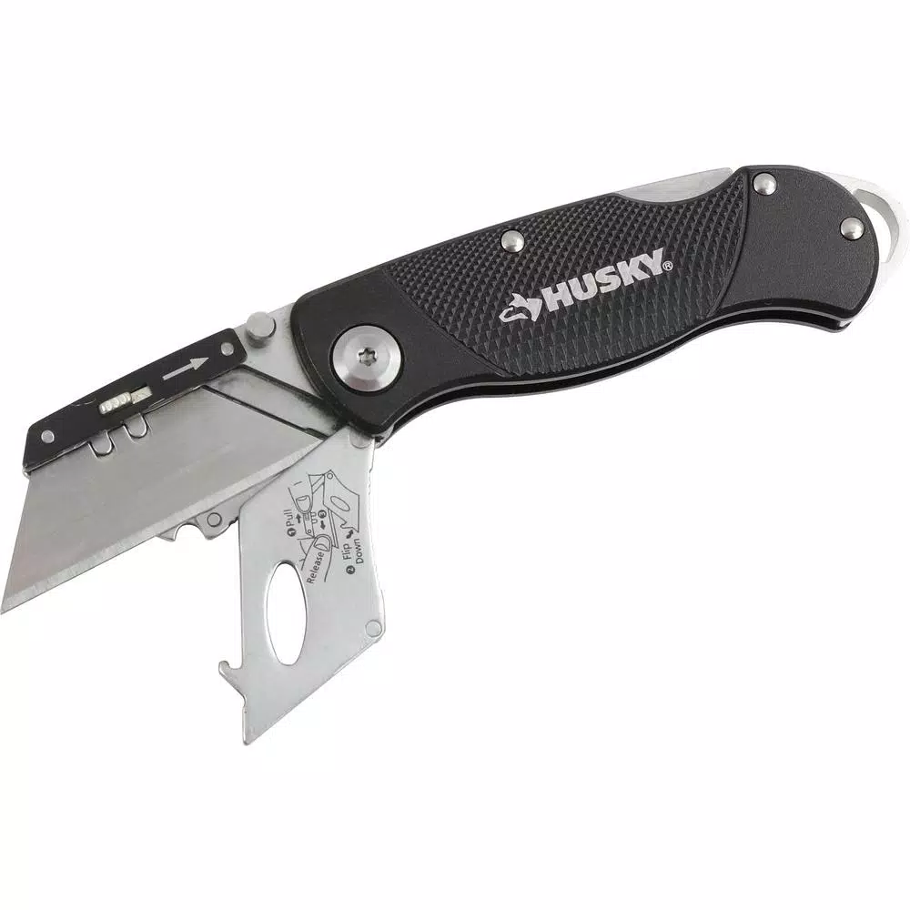 Husky 2-Piece Folding Lock-Back Utility Knife Set with 10 Blades