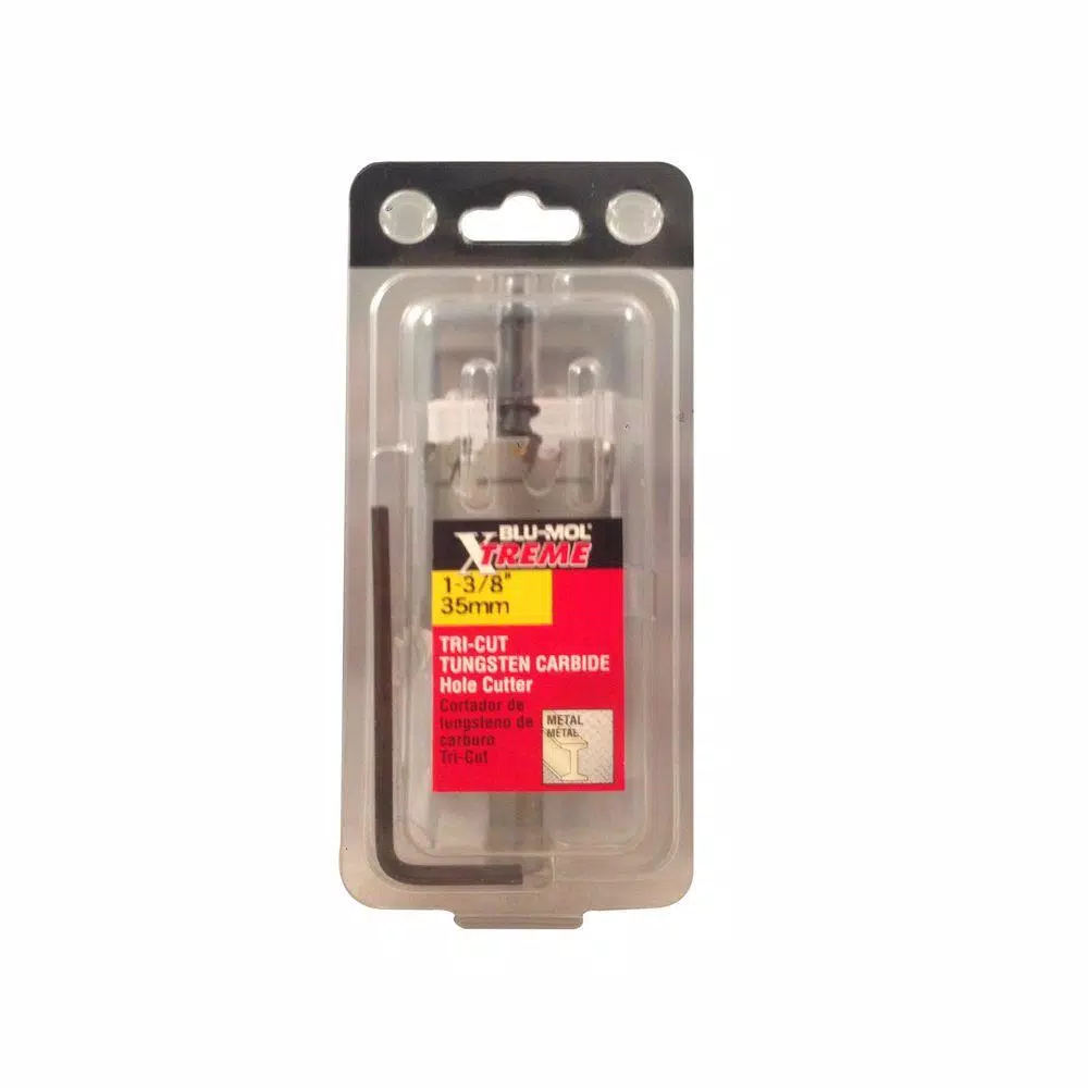 BLU-MOL Xtreme Tri-Cut Tungsten Carbide Hole Cutter, 1-3/8 in.