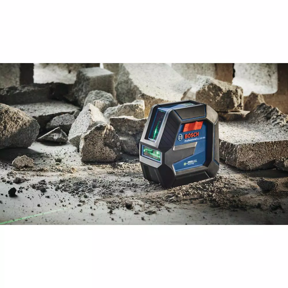 Bosch GLL100-40G Green Beam Self-Leveling Cross-Line Laser Level, 100 ft. Range