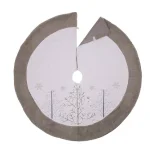 Glitzhome 48 in. White Faux Fur Christmas Tree Skirt with Grey Edge thumbnail 3