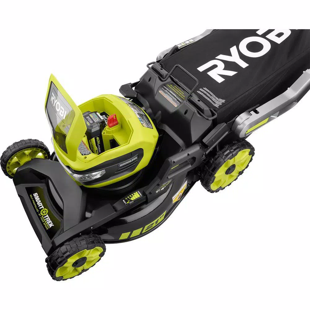 RYOBI 40V 21 in. SMART TREK Brushless Self-Propelled Cordless Mower with 6.0 Ah Battery and Charger
