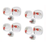 Lorren Home Trends 16-Piece Square Porcelain Dinnerware Set, Red and Tan Floral Design, Service for 4 thumbnail 2