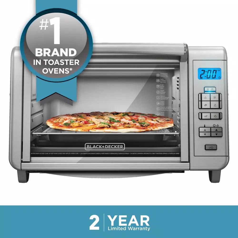 BLACK+DECKER 1500W 6-Slice Digital Convection Toaster Oven with Broiler Pan, Stainless Steel