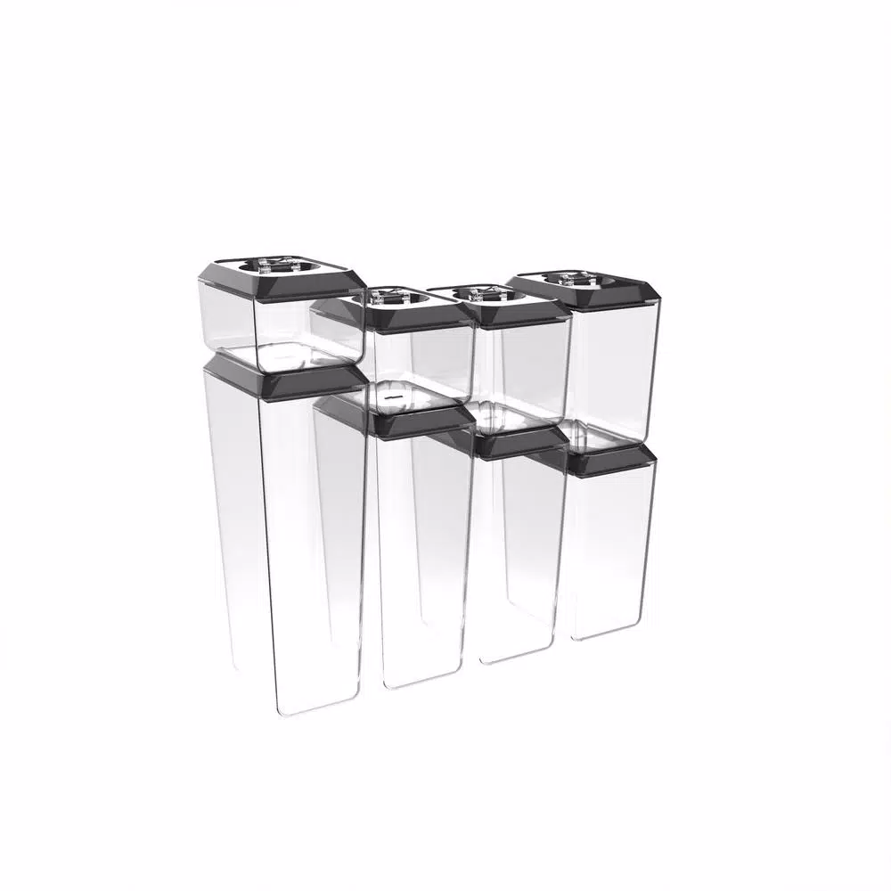 Classic Cuisine 8-Piece Airtight Plastic Food Storage Container Set, Stackable Rectangular Canisters