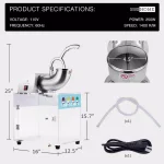 VIVOHOME Commercial Snow Cone Machine, 440lbs/hr Dual Blade Stainless Steel Ice Crusher with Acrylic Box thumbnail 5