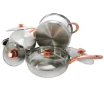 Sunbeam Ansonville 8-Piece Stainless Steel Cookware Set with Rose Gold Accents thumbnail 2