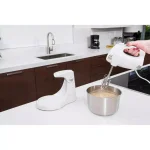 PREMIUM 5-Speed Hand Mixer with Stand and 4.5 Qt. Stainless Steel Bowl, White thumbnail 3