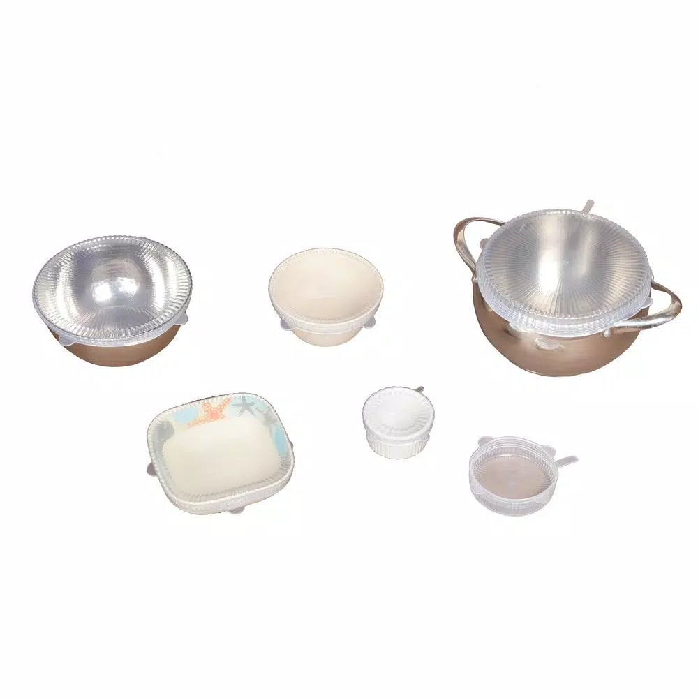 Creative Home 6-Piece Silicone Stretch Lid Cover Set - Airtight & Reusable Food Storage Lids