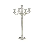 LITTON LANE 24 in. Classic Polished Aluminum Five Light Candelabra with Scrollwork Detail thumbnail 2