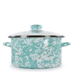 Golden Rabbit 6 Qt. Sea Glass Porcelain-Coated Steel Stock Pot with Glass Lid thumbnail 1