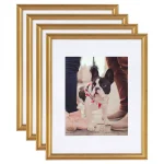 Kate and Laurel Adlynn Gold Picture Frame Set, 11 x 14 in. and 8 x 10 in. with Mats, Set of 4 thumbnail 1