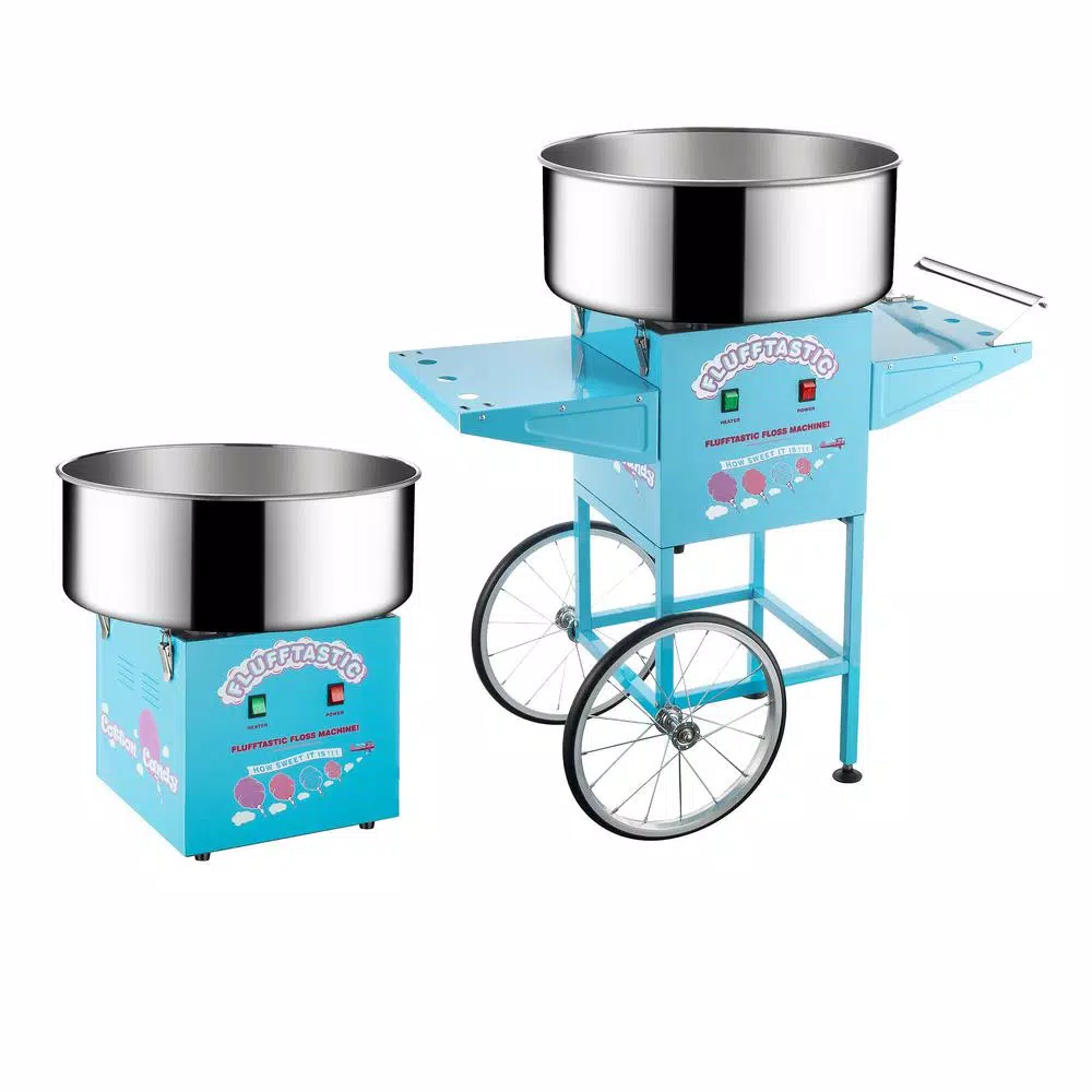 Great Northern Popcorn Flufftastic Commercial Cotton Candy Machine with Mobile Cart, 1000W, Light Blue