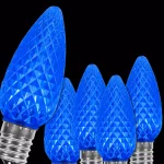 Wintergreen Lighting OptiCore C9 Blue Faceted LED Christmas Light Bulbs, 25-Pack thumbnail 1