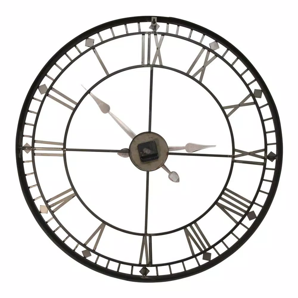 Stratton Home Decor Austin 31.5" Oversized Industrial Wall Clock - Black and Gold