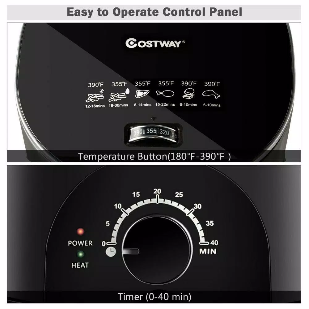 Costway 3.5 Qt. Electric Stainless Steel Air Fryer Oven, 1300W Oilless Cooker with Auto Shut-Off