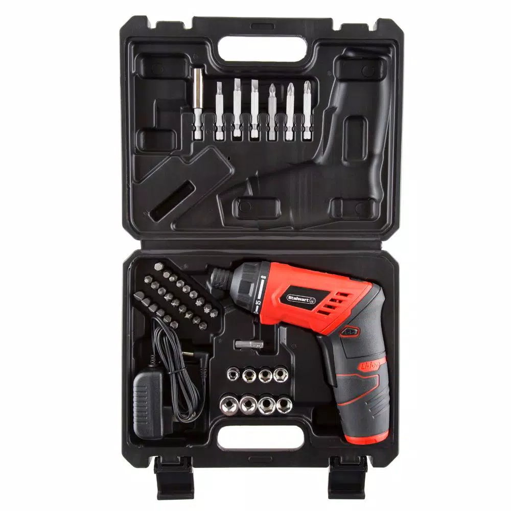 Stalwart 3.6V Lithium Ion Cordless Screwdriver Set, 40-Piece Dual Position Kit