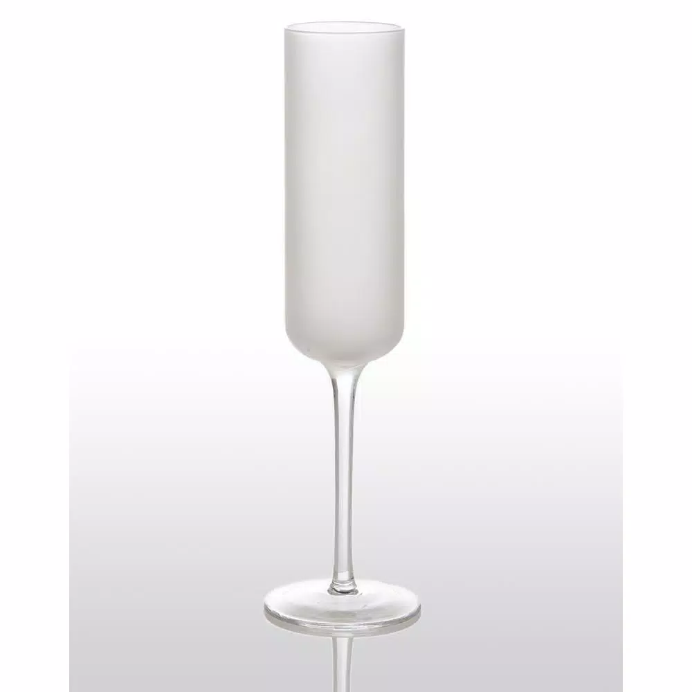 Abigails White Night Frosted Champagne Glass Set, 4-Piece Clear & Matte Glassware