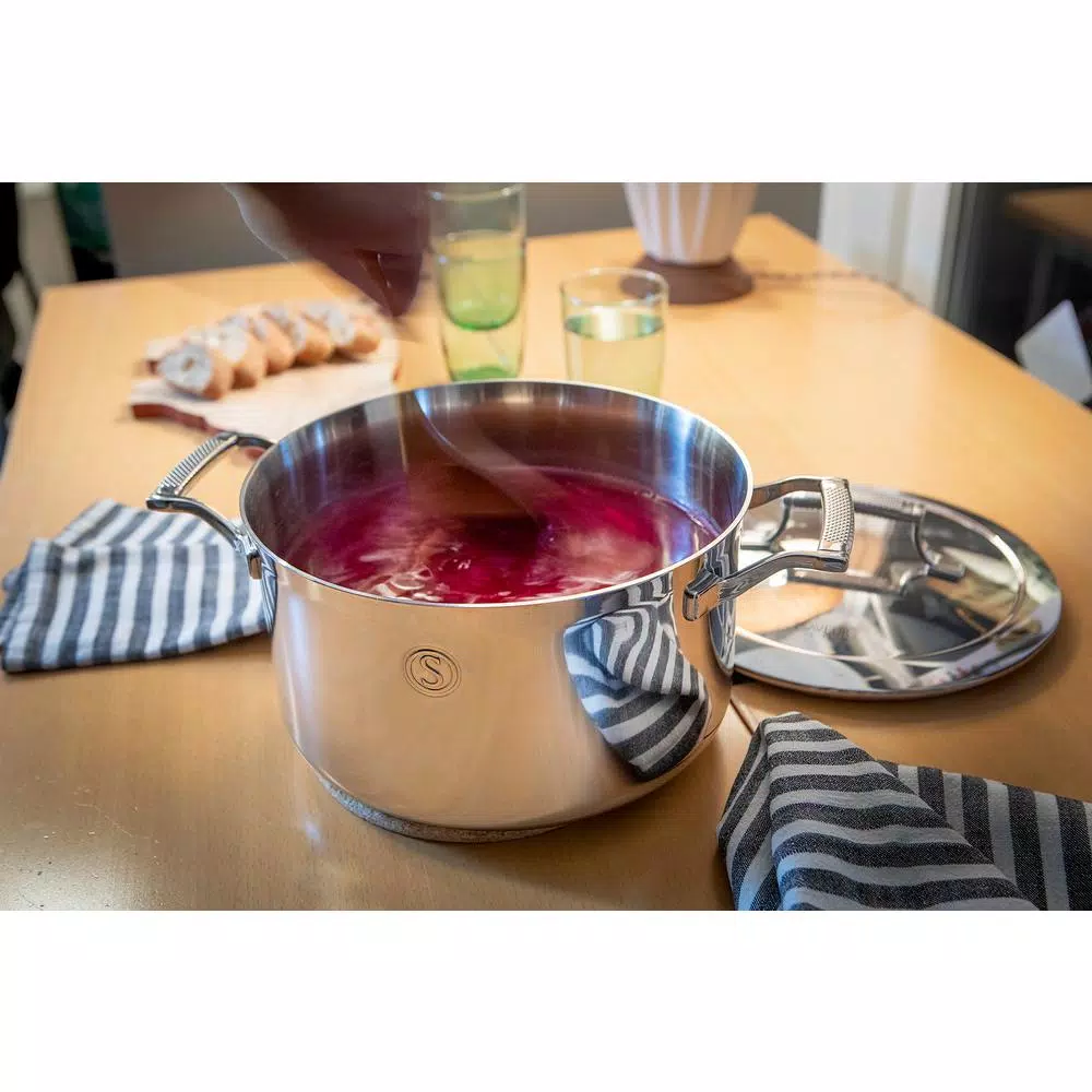 Saveur Selects Voyage 6 qt. Tri-Ply Stainless Steel Stock Pot with Lid
