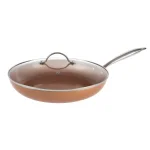 Classic Cuisine Allumi-Shield 12 in. Square Aluminum Ceramic Nonstick Grill Pan with Glass Lid, Copper Finish thumbnail 1