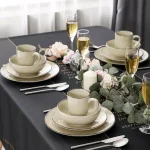 Vancasso 16-Piece Vintage Beige Porcelain Dinnerware Set - Service for 4 thumbnail 8